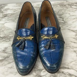 stacy adams snake blue leather dagger loafers